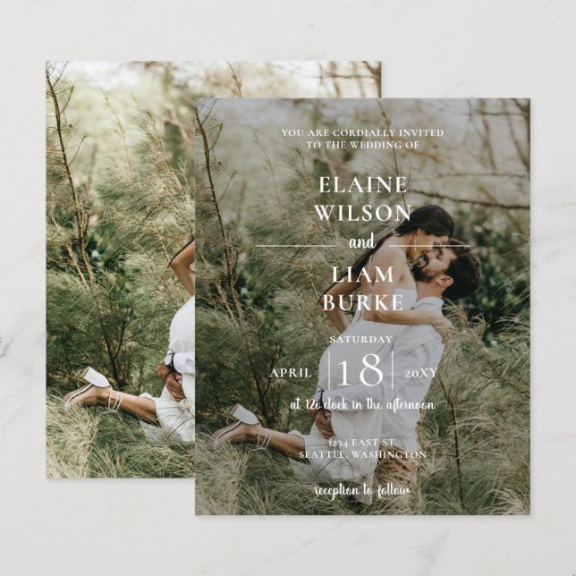 Budget Elegant Photo Overlay Wedding Invitation (Front/Back)