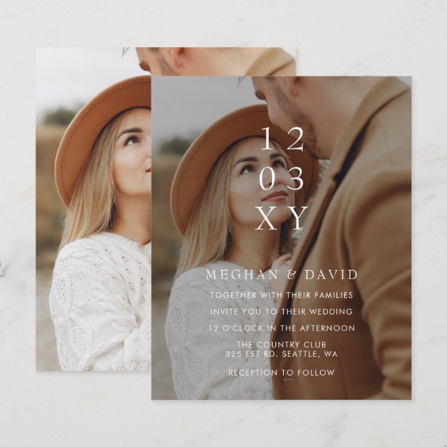Budget Elegant Photo Overlay Wedding Invitation (Front/Back)