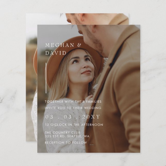 Budget Elegant Photo Overlay Wedding Invitation (Front/Back)