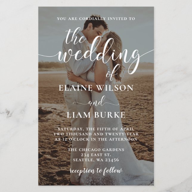 Budget Elegant Photo Overlay Wedding Invitation (Front)