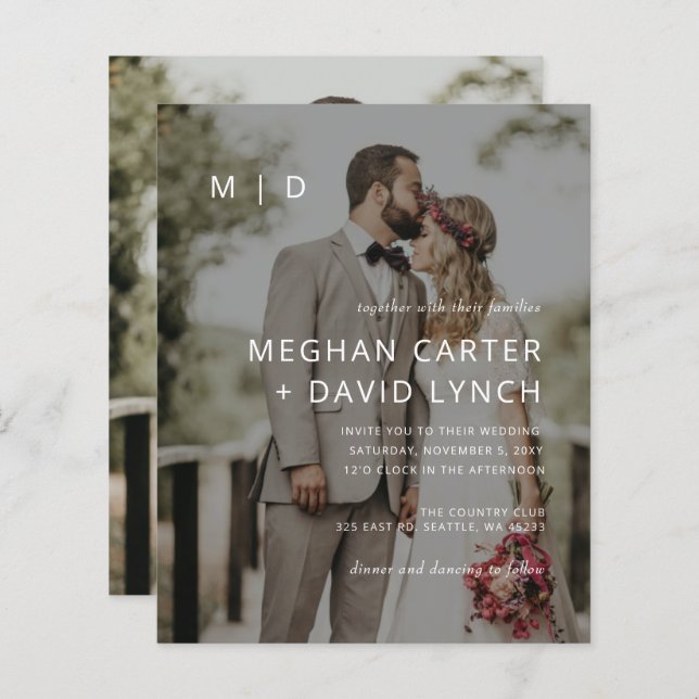 Budget Elegant Photo Overlay Wedding Invitation (Front/Back)