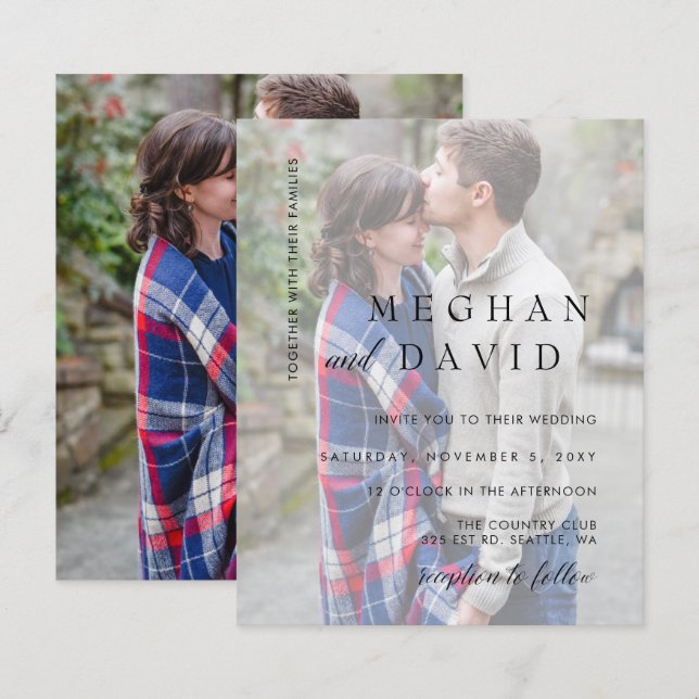 Budget Elegant Photo Overlay Wedding Invitation (Front/Back)