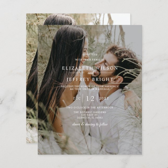 Budget Elegant Photo Overlay Wedding Invitation (Front/Back)