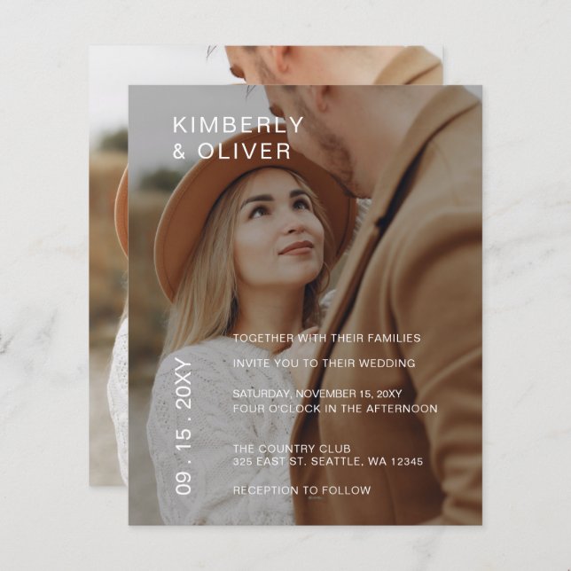 Budget Elegant Photo Overlay Wedding Invitation (Front/Back)
