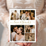 Budget Elegant Photo Wedding Thank You Flyer<br><div class="desc">Budget Elegant Hand Lettered Wedding 5 Photo Collage Thank You personalized affordable low budget flyer. Modern wedding thank you template featuring five (5) photo on the front and one (1) photo on the back. On the front of paper "Love and thanks" typography script in a swirly hand lettered font type...</div>