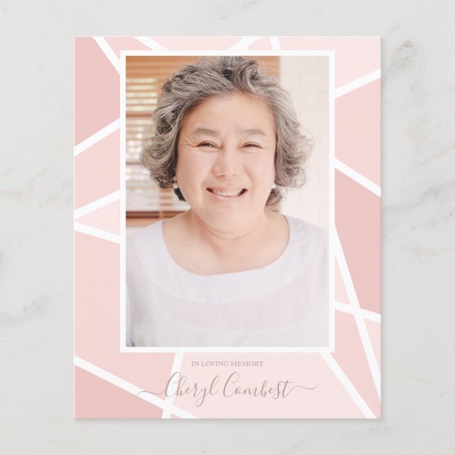Budget Elegant Pink Abstract Photo Memorial (Front)