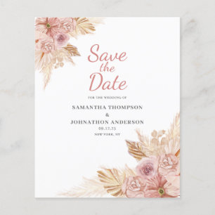 Budget Elegant Pink Boho Floral Save The Date