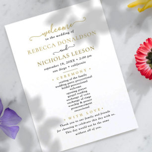 Budget Élégant programme de mariage de calligraphi