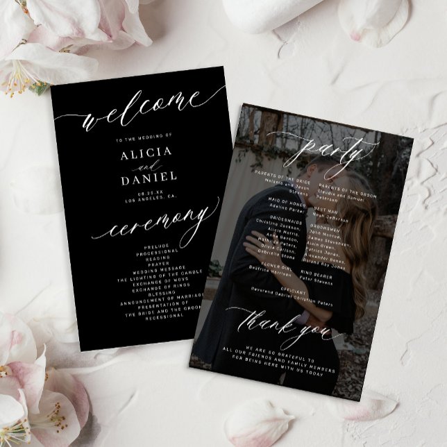 Budget élégant programme de mariage photo noir (Créateur téléchargé)