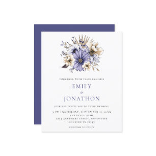 Budget Elegant Purple Florals Wedding Invitation