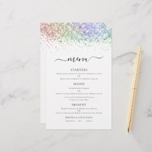Budget Elegant Rainbow Glitter Wedding Menu