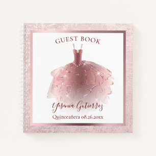 Budget Elegant Rose Gold Quinceañera Dress Guest Notebook