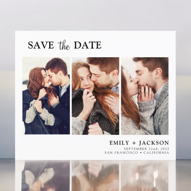 Budget Elegant Save the Date 3 Photo Invitations (Creator Uploaded)