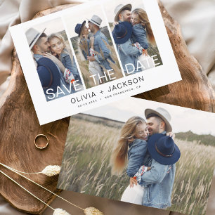 Budget Elegant Save the Date 4 Photo White Flyer
