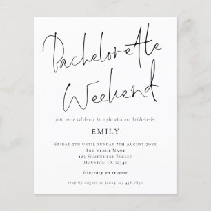 Budget Elegant Script Bachelorette Weekend Invite