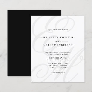 Budget Elegant Script Black White Monogram Wedding