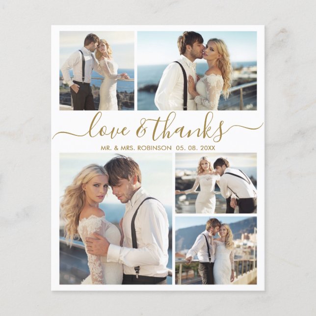 Budget Elegant Script Collage Wedding Thank You Flyer (Front)
