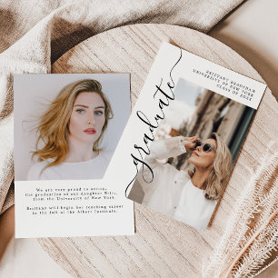 Budget Elegant Script Graduate Photo Graduation Announcement