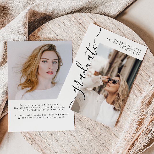 Budget Elegant Script Graduate Photo Graduation  Announcement (Creator Uploaded)