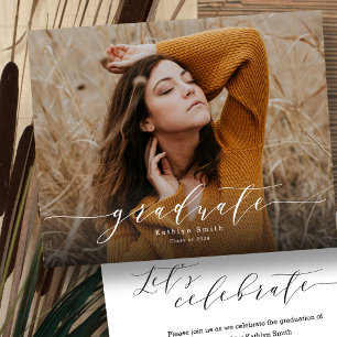 BUDGET Elegant Script Minimalist GRAD Invitation