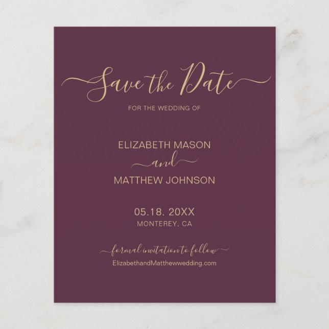 Budget Elegant Script Navy and Gold Save The Date  Flyer (Front)