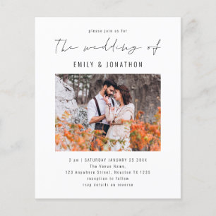 Budget Elegant Script Photo QR Code Wedding Invite