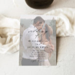 Budget Elegant Script Photo Wedding Invitation<br><div class="desc">A simple and chic photo wedding invitation featuring elegant script calligraphy details and classic text overlay on a portrait vertical photo on the front. The back has a full bleed photo. Click the edit button to customize this design.</div>