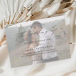 Budget Elegant Script Photo Wedding Magnetic Invitation<br><div class="desc">A simple and chic photo wedding invitation featuring elegant script calligraphy details and classic text overlay on a landscape horizontal photo on the front. The back is magnetic. Click the edit button to customize this design.</div>