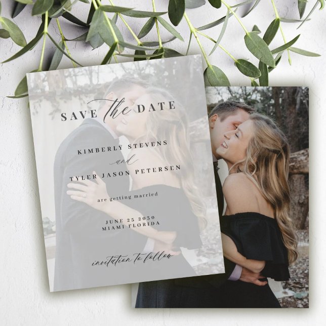 Budget elegant script photo wedding save the date (Creator Uploaded)