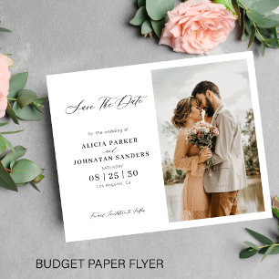 Budget elegant script photo wedding save the date flyer