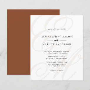Budget Elegant Script Terracotta Monogram Wedding