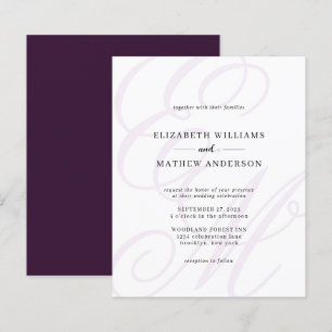 Budget Elegant Script Violet Monogram Wedding