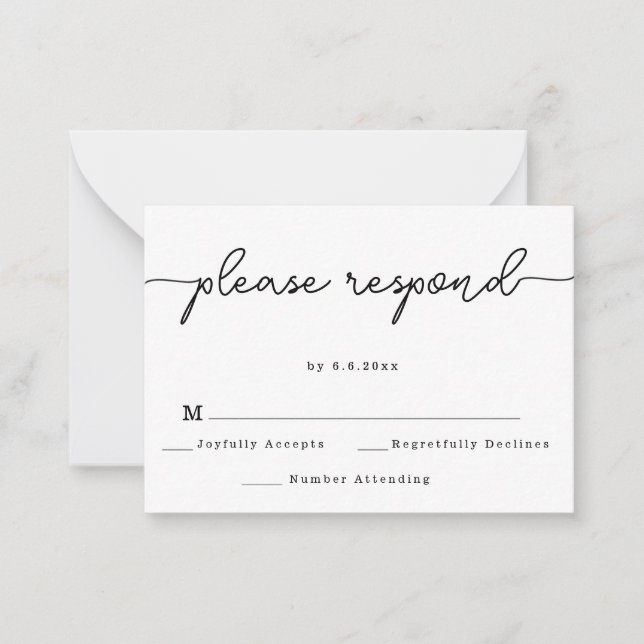 Budget Elegant Script Wedding Response RSVP Card (Front)