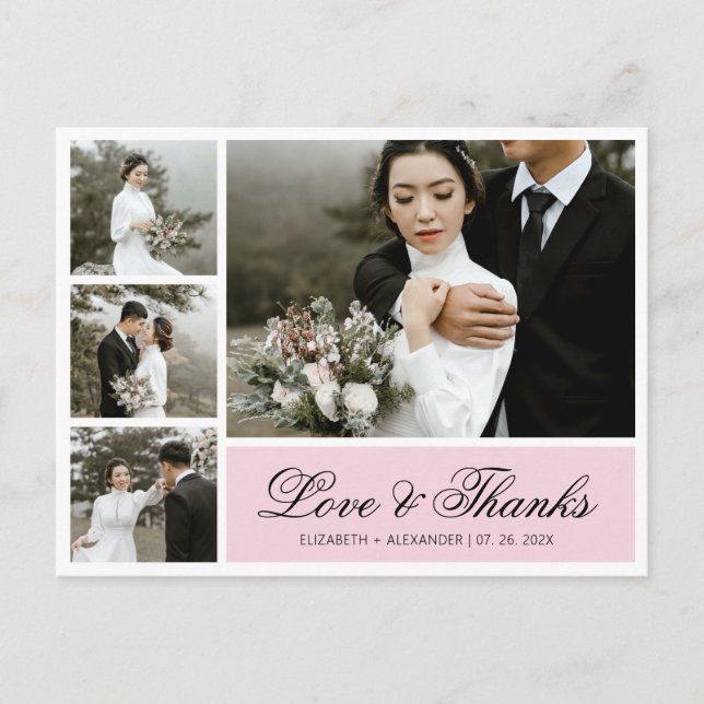 Budget Elegant Script Wedding Thank You Postcard (Front)