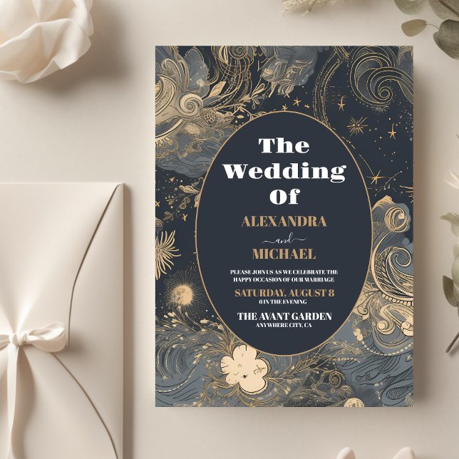 Budget Elegant Silver Gold Celestial Wedding Flyer (Creator Uploaded)