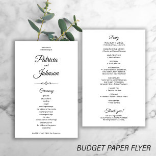 Budget elegant simple black white wedding program