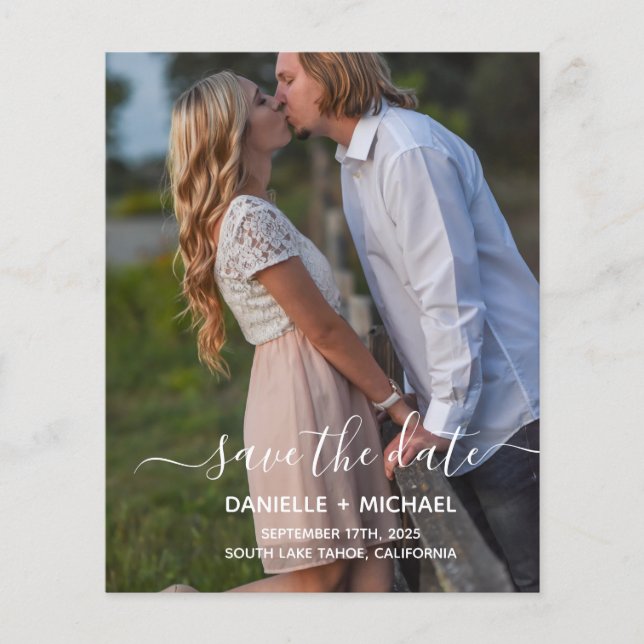 Budget Elegant Simple Save the Date with Photo (Front)