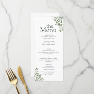 Budget Elegant Succulent Eucalyptus Leaves Dinner Menu