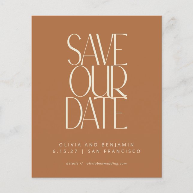 Budget Elegant Terracotta Modern Save The Date (Front)