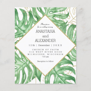 Budget Elegant tropical wedding invitation. Flyer