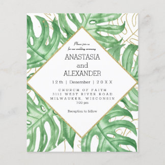 Budget Elegant tropical wedding invitation. Flyer