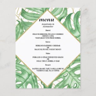 Budget Elegant Tropical WEDDING MENU. Flyer