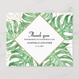 Budget Elegant Tropical Wedding Thank You Card. Flyer