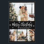 Budget Elegant Typography Collage Christmas Paper<br><div class="desc">Budget Modern, Elegant, Black and White 4 Photo Collage Merry Christmas Script Holiday thin Card. This festive, minimalist, whimsical four (4) photo holiday template features a pretty photo collage, some snowflake and says Merry Christmas! The „Merry Christmas” greeting text is written in a beautiful white hand lettered typography font type...</div>