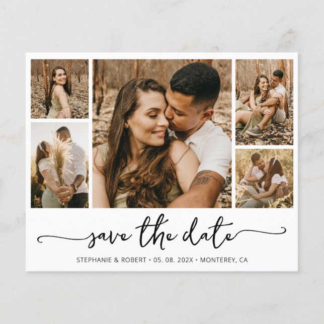 Budget Elegant Typography Collage Save The Date Flyer (Front)