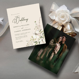 Budget Elegant Watercolor Floral Photo Wedd Invite