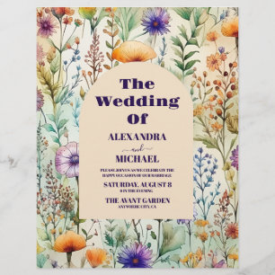 Budget Elegant Watercolor Wildflowers Wedding Flyer