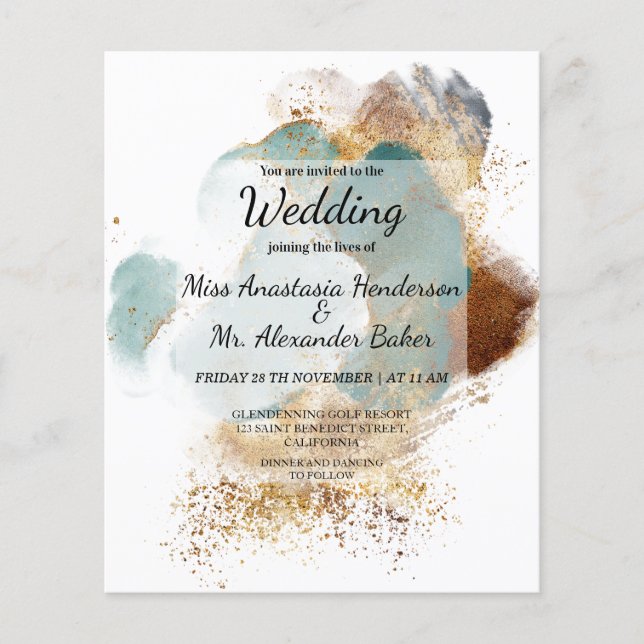 Budget Elegant Wedding Invitation. Flyer (Front)