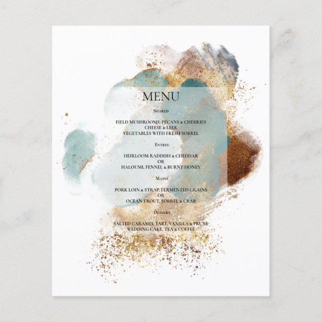 Budget Elegant WEDDING MENU. Flyer (Front)