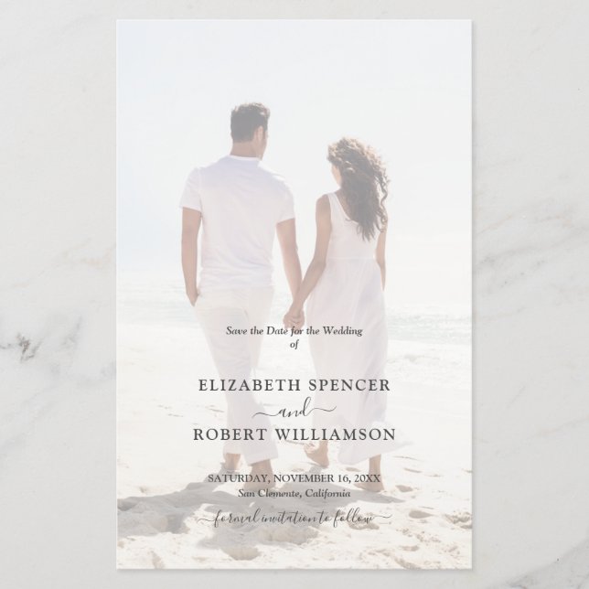 Budget Elegant Wedding Photo Save the Date Flyer (Front)
